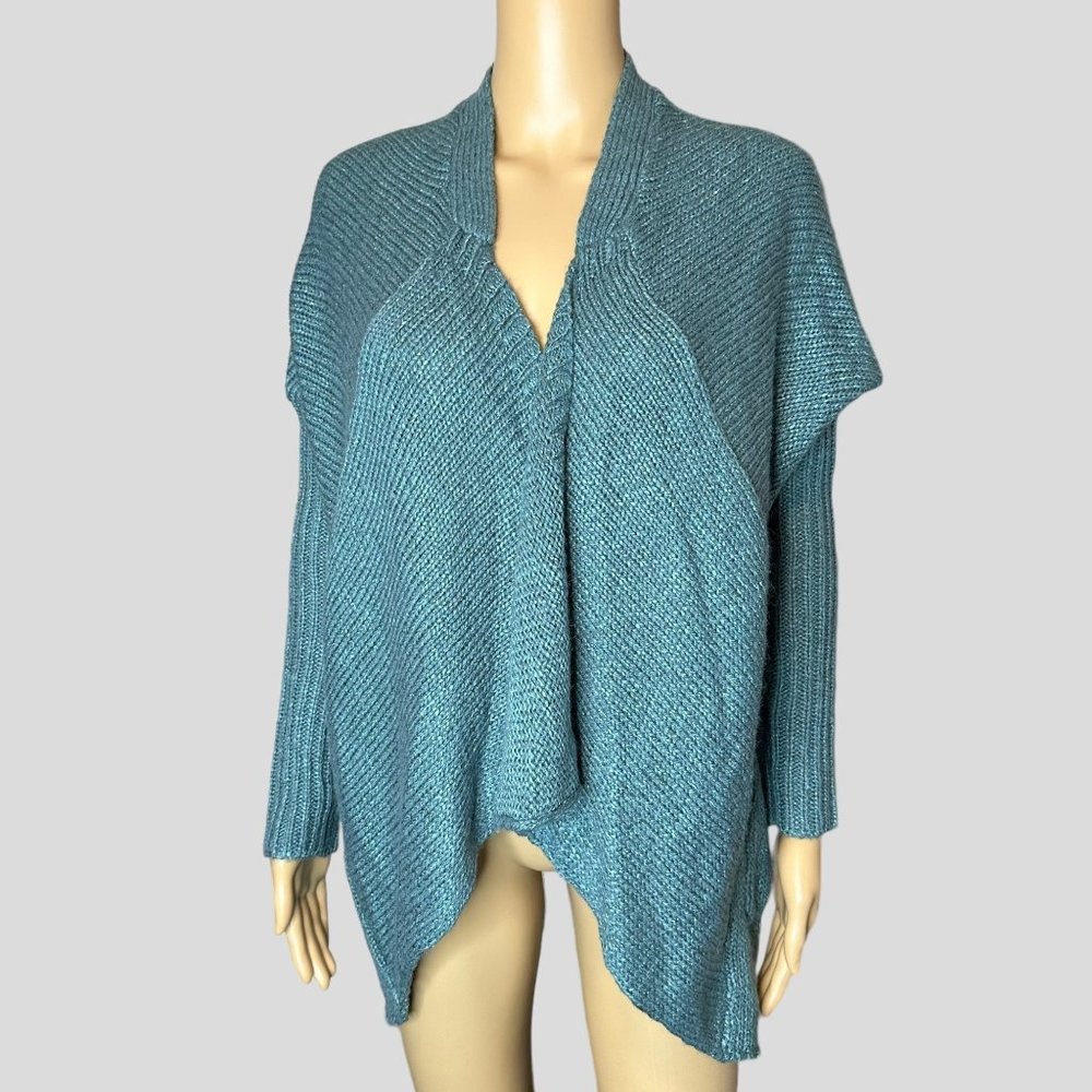 Romeo Juliet Womens Cardigan Open Sweater Medium M Green Wool Stretch Oversize